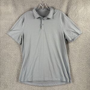 Lululemon Evolution Polo Shirt Men's Medium M Gray Performance Athletic Fit Logo
